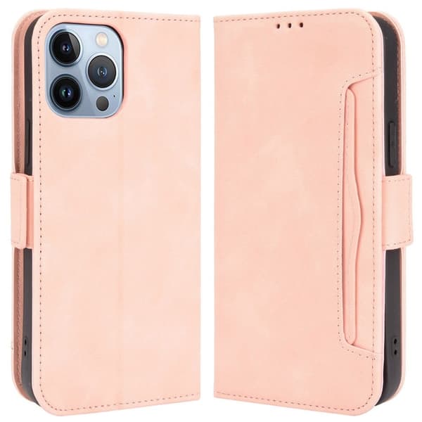 Moderne iPhone 14 Plus læderetui med pung - Pink Pink
