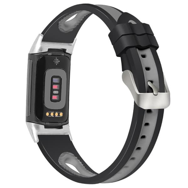 Fitbit Charge 5 tofarvet silikone-urrem - Sort / Grå Black