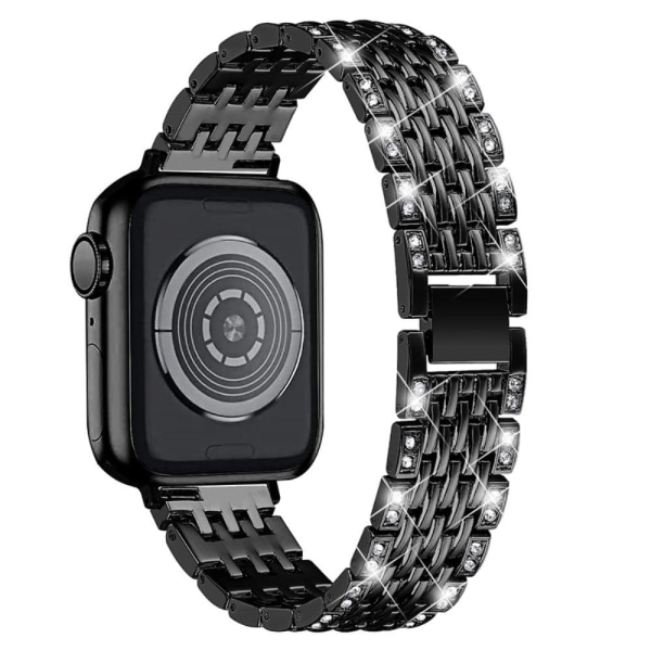 Apple Watch (41mm) urrem med to rækker rhinestone-dekor - Sort Black
