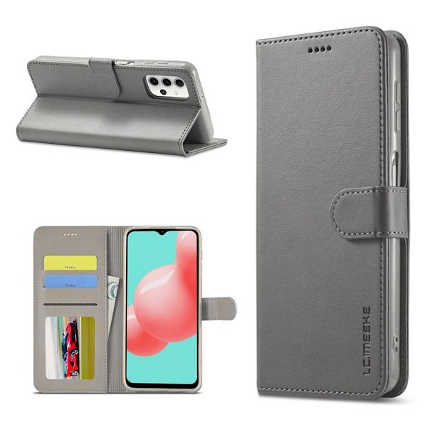 LC.IMEEKE Samsung Galaxy A32 5G flip case - Harmaa Silver grey