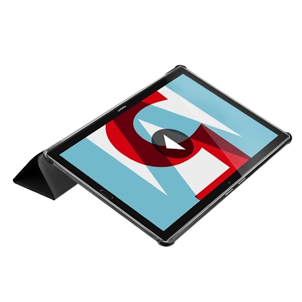 Huawei MediaPad M5 10 tre-fold folio PU læder flip etui - Sort Black
