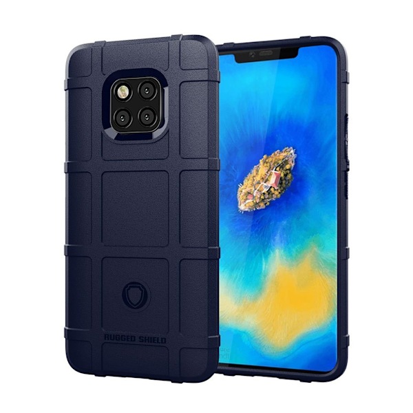 Huawei Mate 20 Pro chockskyddande fodral med rutnätstextur - Mörkblå Blå