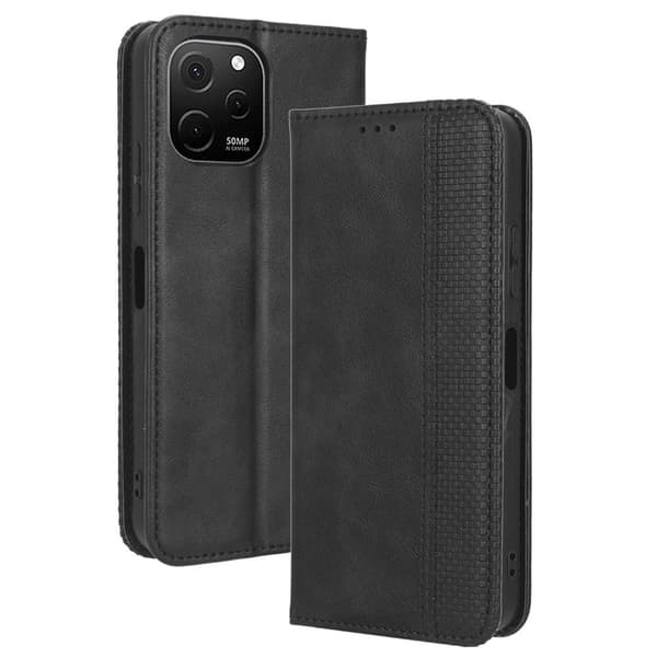 Bofink Vintage Huawei Nova Y61 Nahkakotelo - Musta Black
