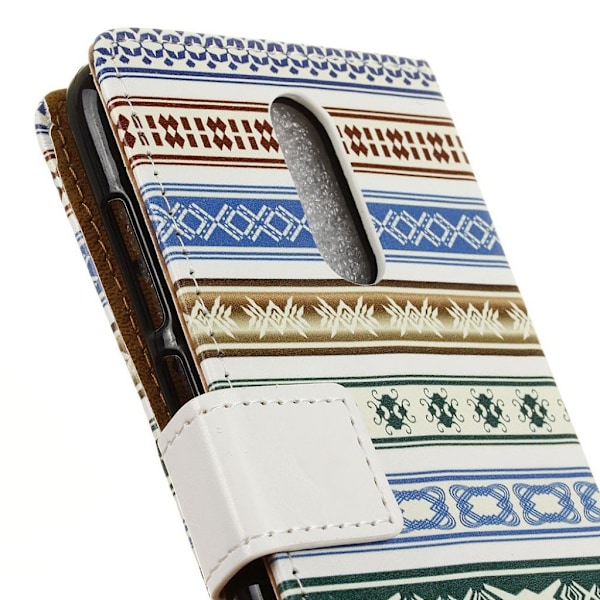 Nokia 6.1 Plus beskyttelsesetui i kunstlæder med smukt mønster og pung - Mønster i etnisk stil Multicolor
