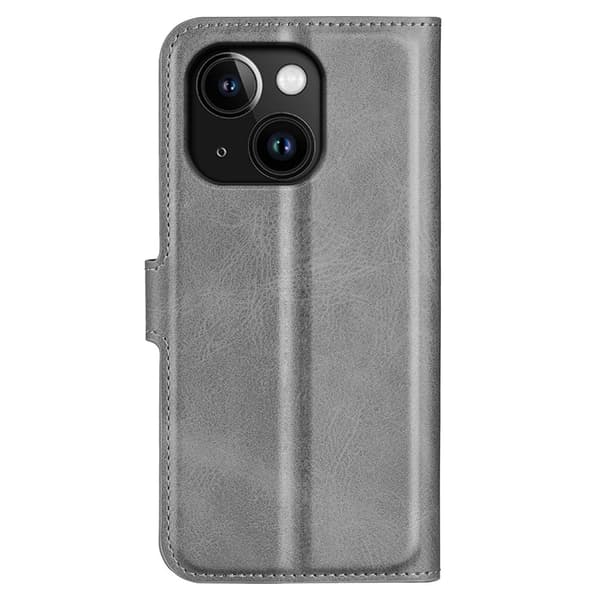 Læretui med Lommebok til iPhone 15 Plus - Grå Silver grey