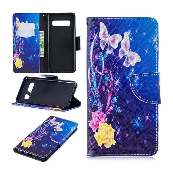 Samsung Galaxy s10 Skinnetui Med Mønster - Elegante Sommerfugler Multicolor