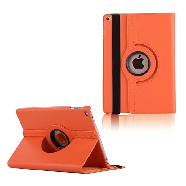 iPad (2017) Litchi Korn Roterende PU Lær Etui - Orange Orange