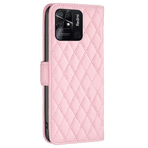 Matt Xiaomi Redmi 10C fodral med rombmönster - Rosa Rosa