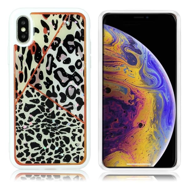 Marmormotiv iPhone Xs Max skal - Trippel Leopardmönster Svart