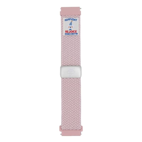 18mm Universal Watch Band Top Hat Puppy Pattern Magnetiskt spänne Flätat nylonarmband - Rosa Rosa