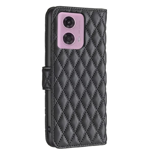 Rhombus mat Motorola Moto G24 flip etui - Sort Black