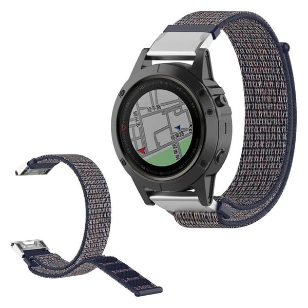 Garmin Fenix 6X / Fenix 5X / Fenix 3 nylon loop Urrem - Marineblå Blue