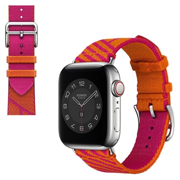 Apple Watch 40 mm klokkerem i tofarget lerretdesign - Oransje / Rosa Multicolor