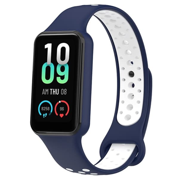 Amazfit Band 7 tofarget klokkerem i silikon - Blå / Hvit Blue