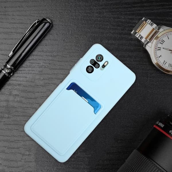 Card Holder Deksel til Xiaomi Redmi Note 10 / Note 10s - Babyblå Blue