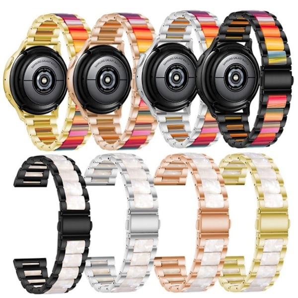 22mm Universal jazzy kolme helmi hartsi ruostumattomasta teräksestä kellon hihna - Hopea / Helmi Valkoinen White