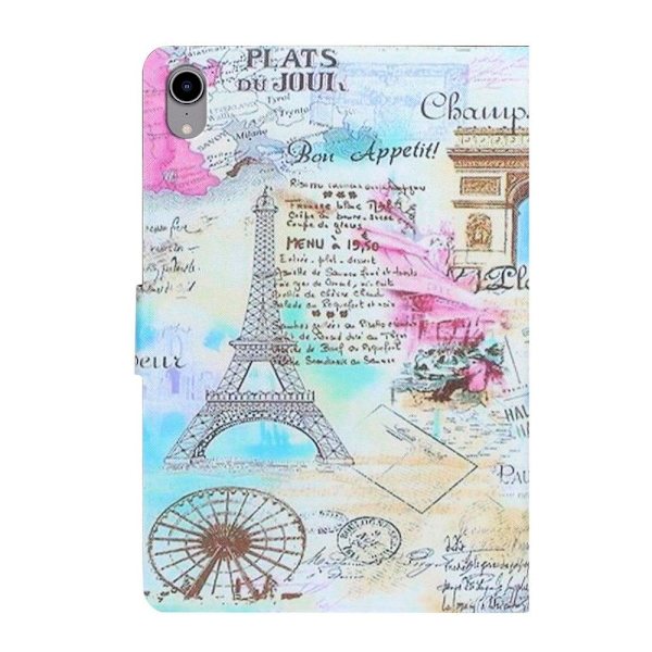 iPad 10.9 (2022) Pattern Printing Vegansk Læder stødsikkert Cover Foldable Stand Tablet Drop Resistant Case with Card Slots - Tårn Multicolor