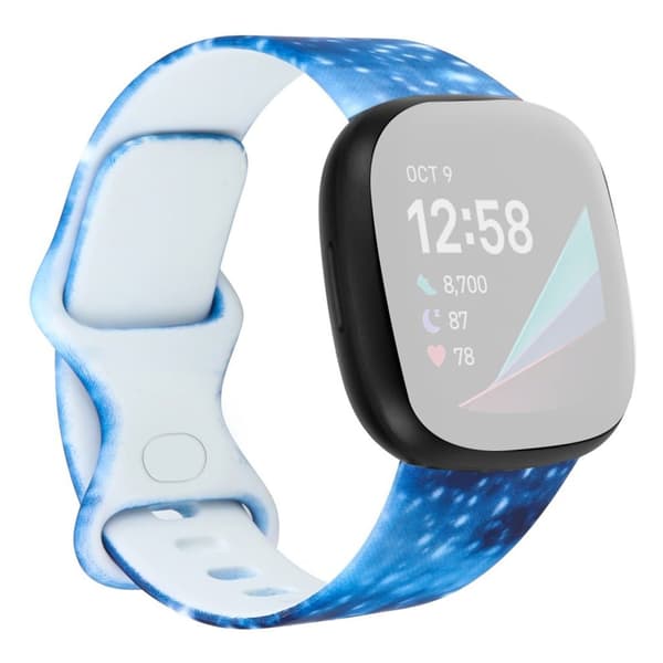 Unique pattern in silicone watch band for Fitbit Versa 3 - Blue Galaxy Pattern / Size: L Blå