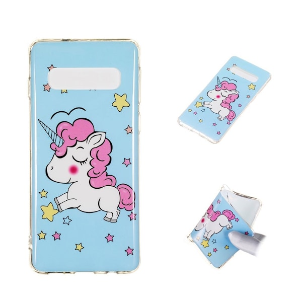 Samsung Galaxy S10 gløde mønster etui - Enhjørning Multicolor