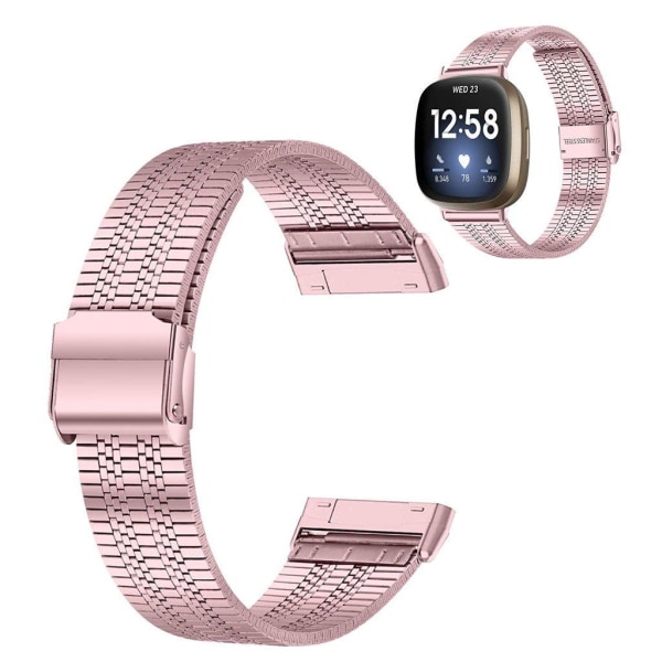 Fitbit Sense / Versa 3 utsökt klockarmband i rostfritt stål - Rosa Rosa