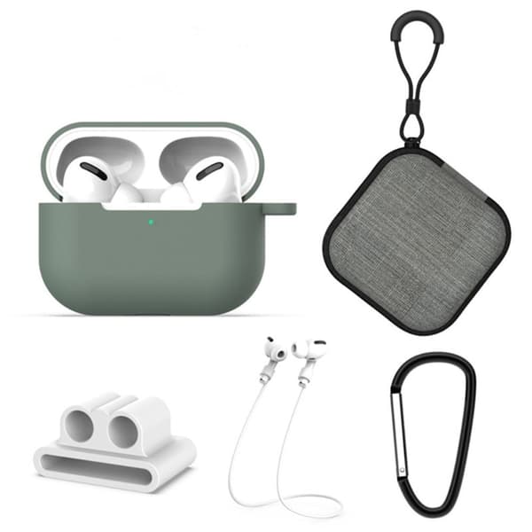 AirPods Pro 2 silikonfodral set med hållare och rem/spänne - Grön Grön