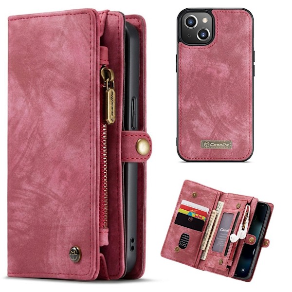 CaseMe iPhone 13 Mini Zipper Lompakko - Punainen Red