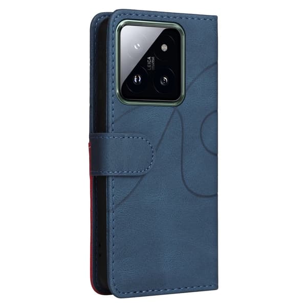 Tekstureret Xiaomi 14 Pro læderetui med rem - Blå Blue