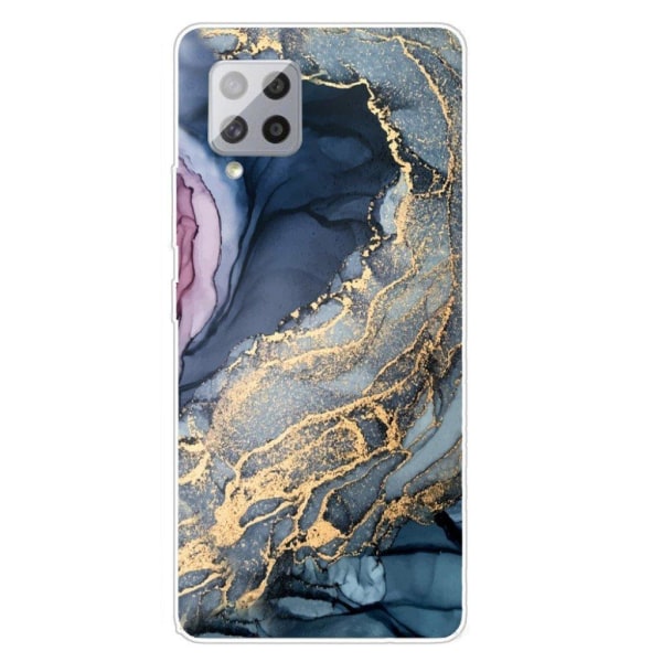 Marble design Samsung Galaxy A42 5G kotelot - Sininen Kultainen Roiske Marmori Blue