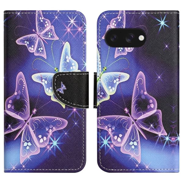 Wonderland Google Pixel 9a flip etui - Mousserende Sommerfugl Purple