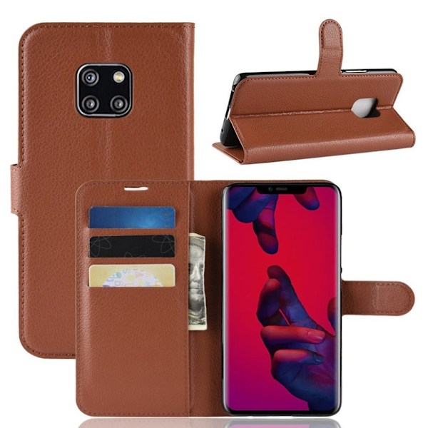 Huawei Mate 20 Pro liitsihedelmä jyvä rakenne pintainen synteetti nahkainen lompakko suojakotelo magneetti lukolla - Ruskea Brown