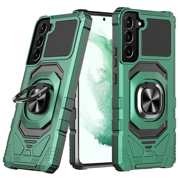 Slidstærkt cover i hård plast med blød inderside og kickstand til Samsung Galaxy S22 Plus - Midnatsgrøn Green