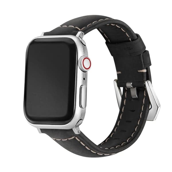 Apple Watch Series 8 (41mm) rem i ægte læder - Mat Sort Black
