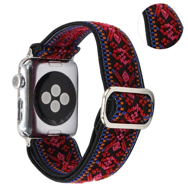 Apple Watch Series 6 / 5 40mm woven style pattern watch band - Red Flower Pattern Röd