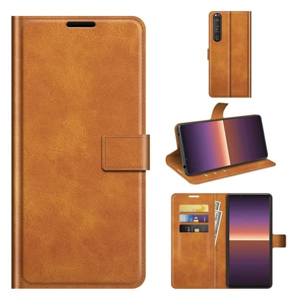 Wallet-style Læder Etui til Sony Xperia 1 Iii - Orange Orange