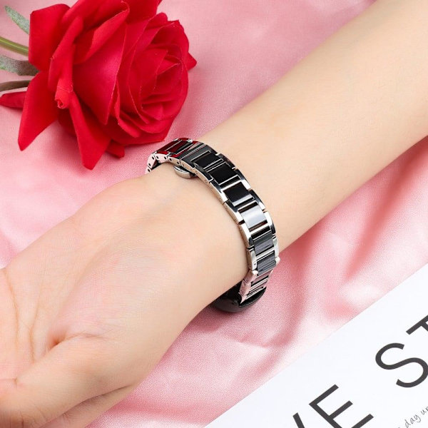 Xiaomi Mi Smart Band 6 / 5 keramisk stil urrem i rustfrit stål - Tre Perler Sort Black