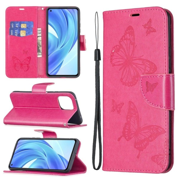 Butterfly läder Xiaomi 11 Lite 5G NE / Xiaomi Mi 11 Lite 5G / Xiaomi Mi 11 Lite fodral - Rosa Rosa