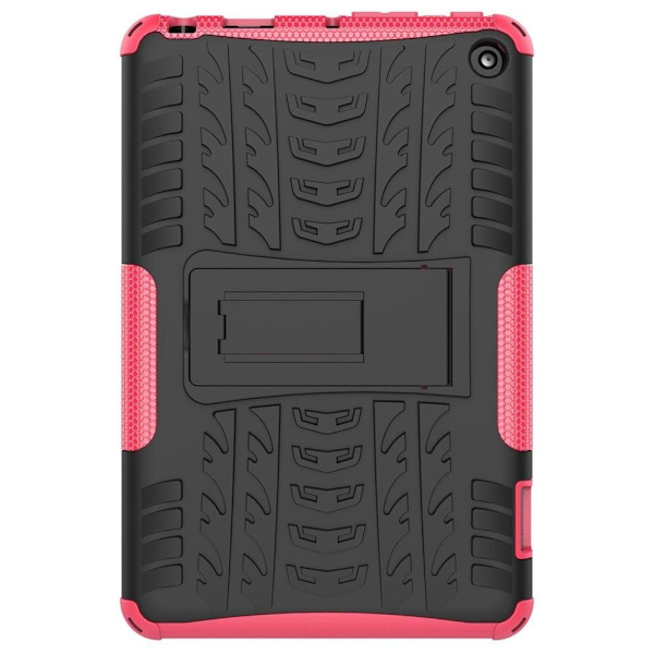 Däckmönstrat kickstand-fodral för Amazon Fire 7 (2022) - Ros Rosa