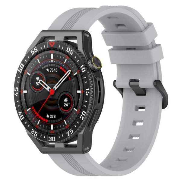 22mm Universal textured silicone watch strap - Grey Silver grey