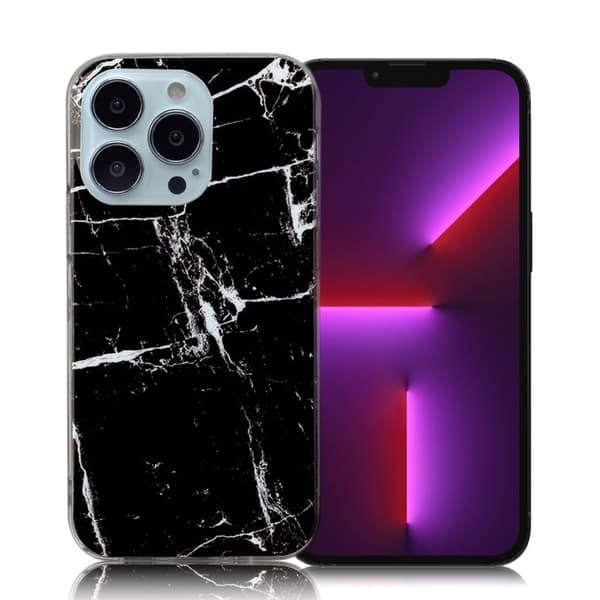 Marble design iPhone 13 Pro cover - Klassisk Sort Black