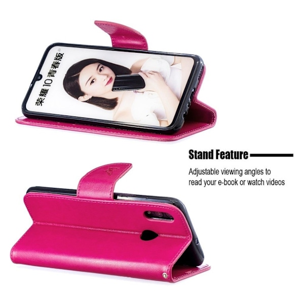 Butterfly läder Huawei P Smart 2019 fodral - Rosa Rosa