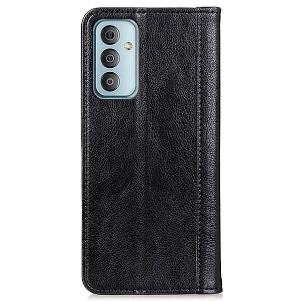 Flip Etui med Pung i Ægte Læder til Samsung Galaxy M13 4g - Sort Black