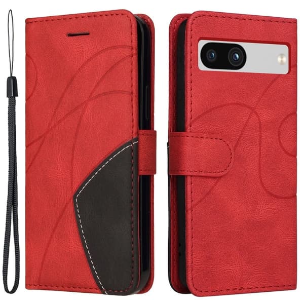 Teksturoitu nahkakotelo hihnalla Google Pixel 7a - Punainen Red