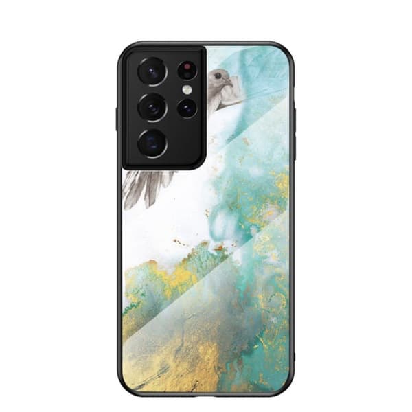 Fantasy Marble Samsung Galaxy S21 Ultra Deksel - Flying Due Green