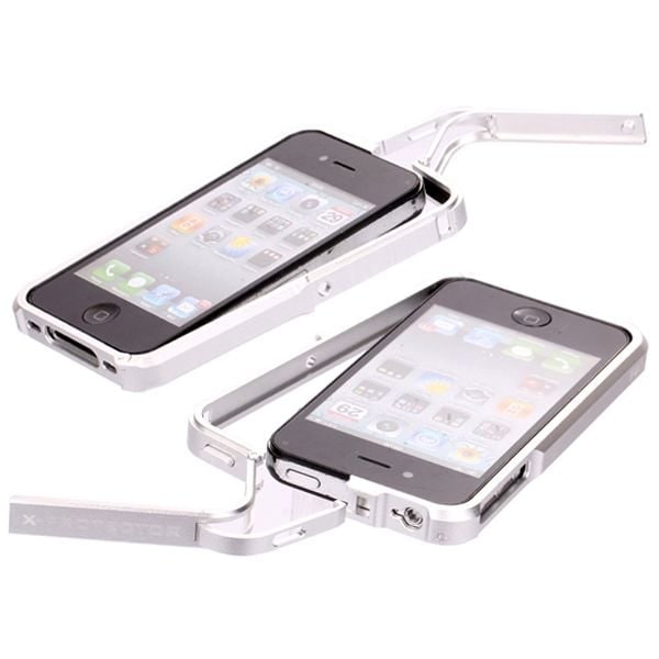 FiiO X-Fighter (Red Half) Alu-støtfanger for iPhone 4/4S - Sølv / Grå Silver grey