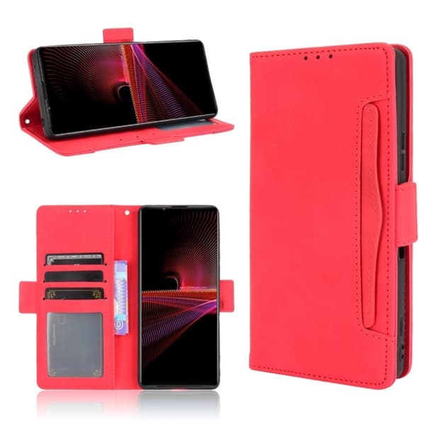 Modern-styled Læder Pung Etui til Sony Xperia 1 Iii - Rød Red