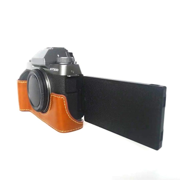 Fujifilm X-T200 læder cover til halv krop - Brun Brown