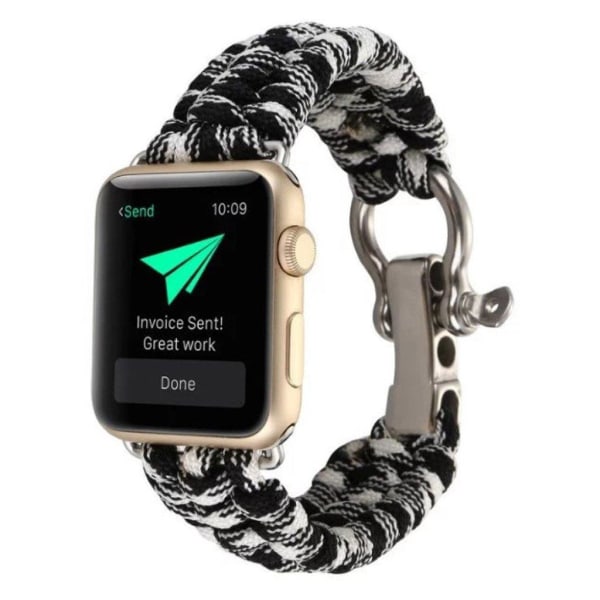 Apple Watch Series 4 40mm Paracord rep armband - Svart / Vit multifärg