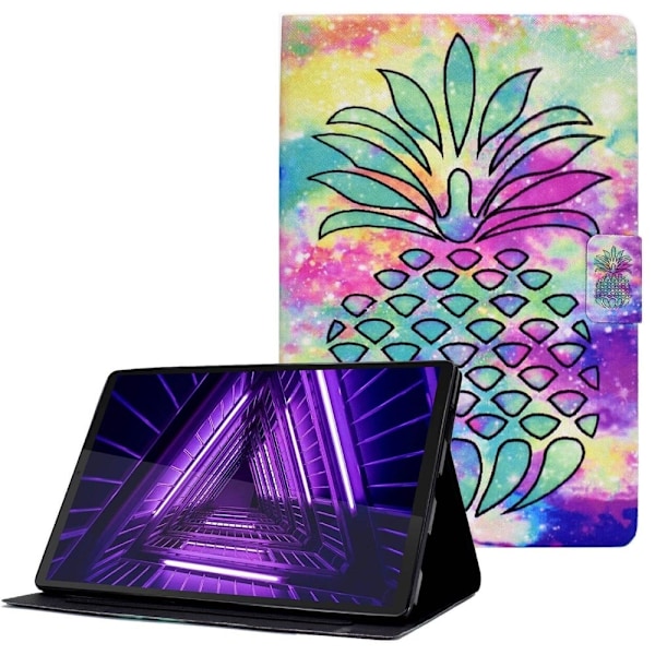Lenovo Tab M10 Plus (Gen 3) viileä kuvio nahkakotelo - Värikäs Ananas Multicolor