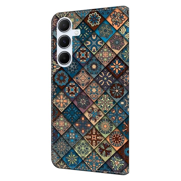 Samsung Galaxy S24 FE Plånboksfodral Mönster Tryck Stativ Läder Flip Telefonskal - Blå Blommor Blå