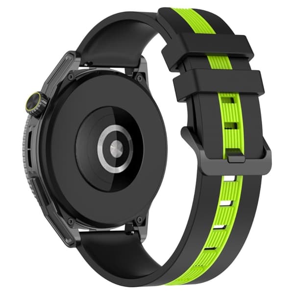 22mm Universal dual-color silikone urrem - Sort / Lime Green